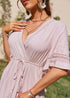 Lace-Up Pink Boho Maxi Dress Melanie